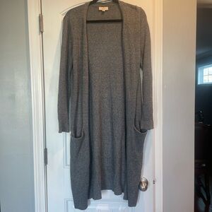LOFT Gray Long Open Cardigan Size M